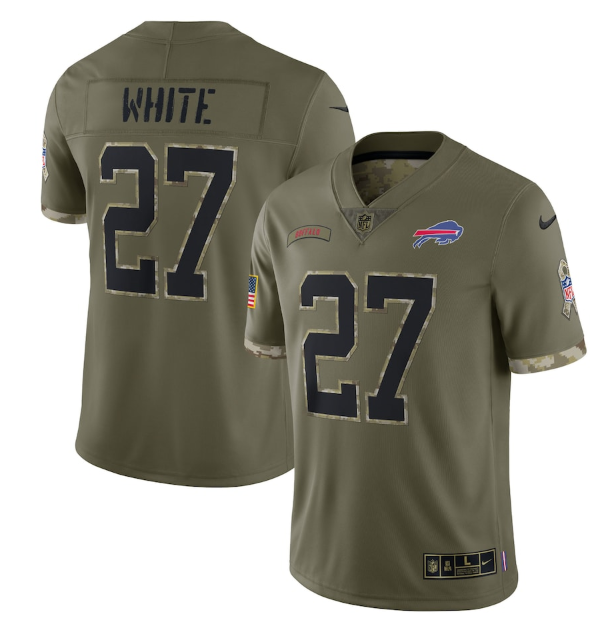 Custom Men’s Buffalo Bills #27 Tre’Davious White Olive 2022 Salute To Service Limited Stitched Jersey