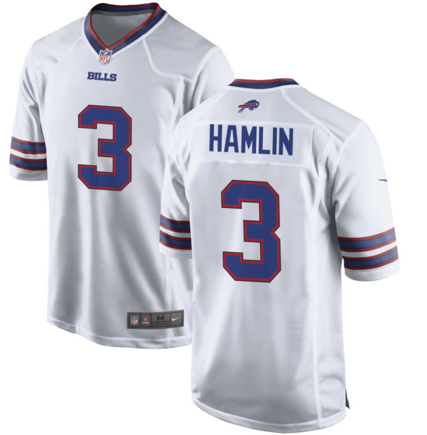 Custom Men’s Buffalo Bills #3 Damar Hamlin white Player Jersey