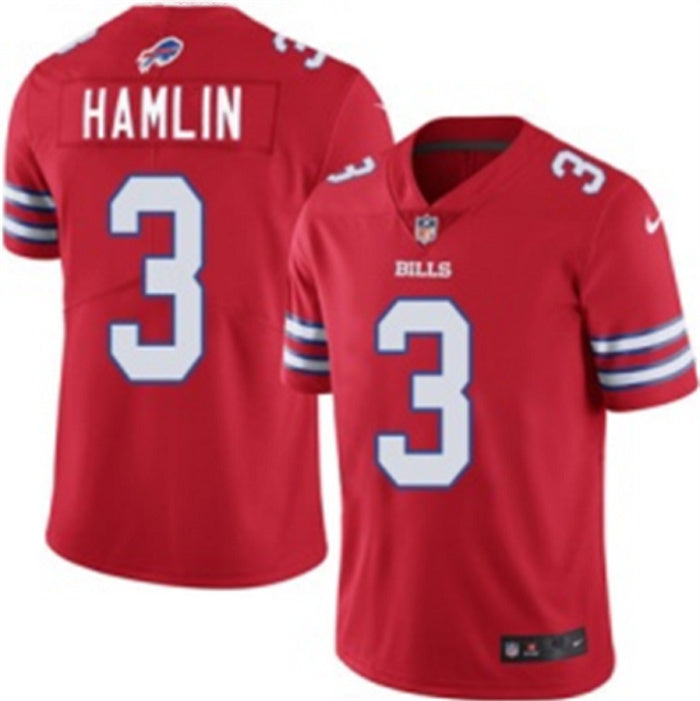 Custom Men’s Buffalo Bills #3 Damar Hamlin Red Vapor Untouchable Limited Stitched Jersey