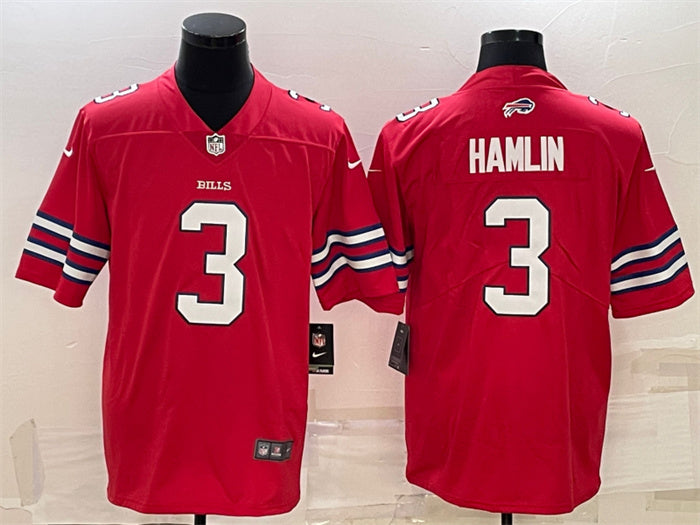 Custom Men’s Buffalo Bills #3 Damar Hamlin Red Vapor Untouchable Limited Stitched Jersey