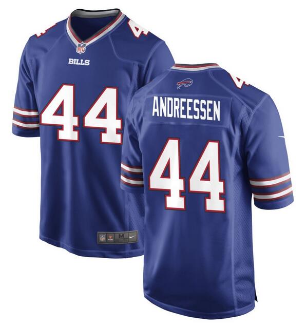 Custom Men’s Buffalo Bills #44 Joe Andreessen Blue 2024 Stitched Game Jersey