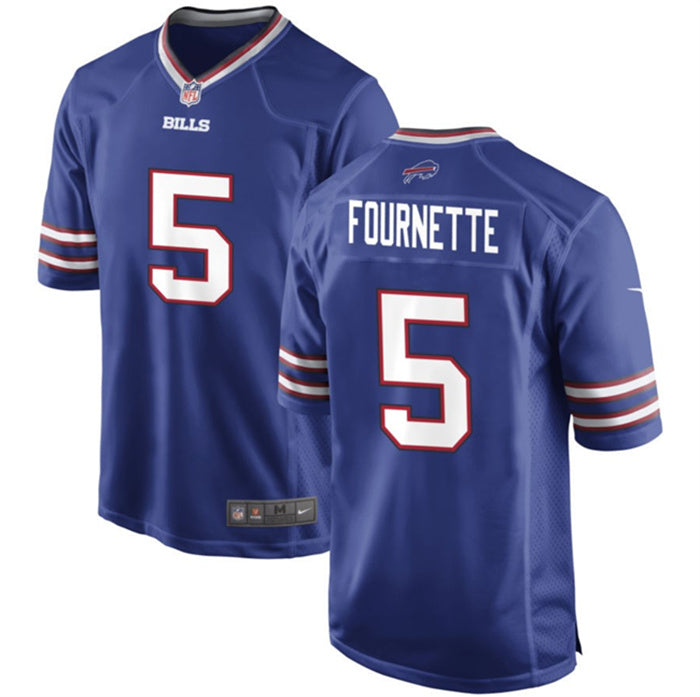 Custom Men’s Buffalo Bills #5 Leonard Fournette Blue Stitched Football Game Jersey