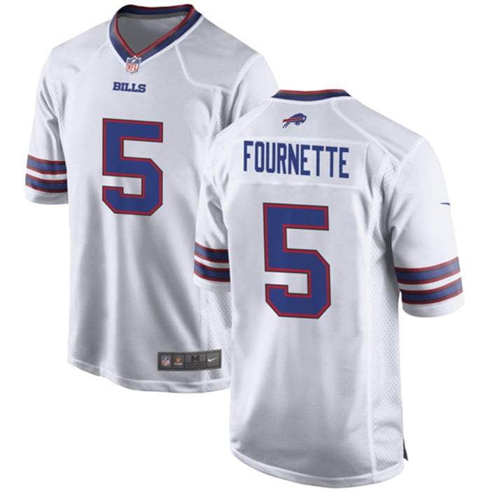 Custom Men’s Buffalo Bills #5 Leonard Fournette White Stitched Football Game Jersey