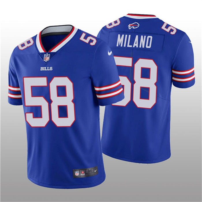 Custom Men’s Buffalo Bills #58 Matt Milano 2022 Royal Vapor Untouchable Limited Stitched Jersey
