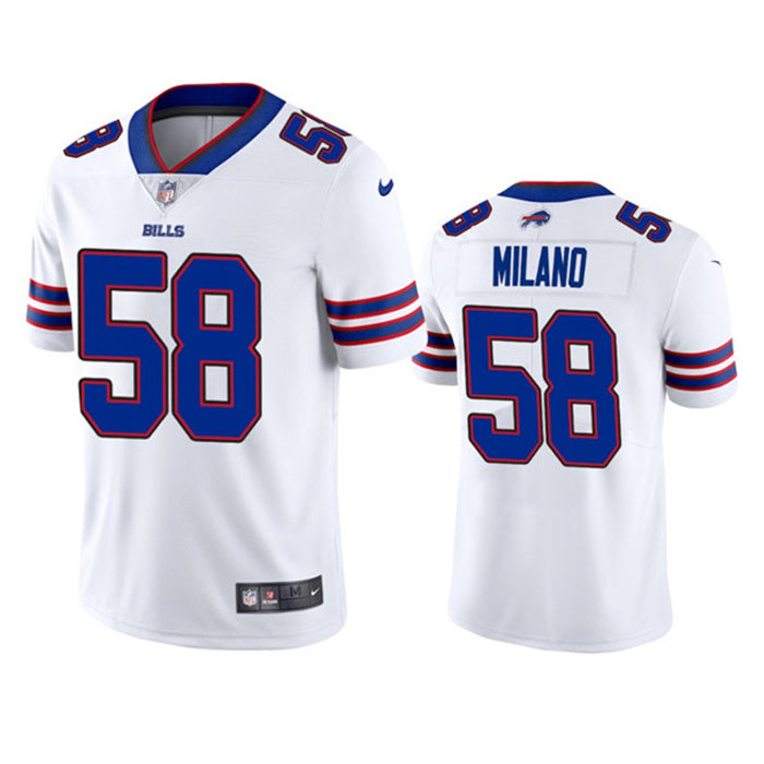 Custom Men’s Buffalo Bills #58 Matt Milano 2022 White Vapor Untouchable Limited Stitched Jersey