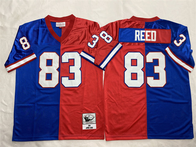 Custom Men’s Buffalo Bills #83 Andre Reed Blue Red Splite Throwback Stitched Jersey