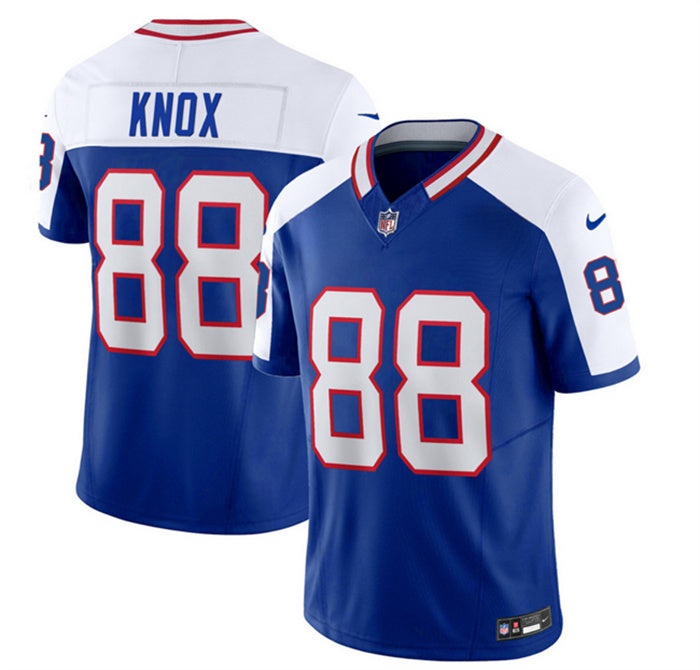 Custom Men’s Buffalo Bills #88 Dawson Knox Blue White 2023 F.U.S.E. Throwback Vapor Untouchable Limited Stitched Jersey