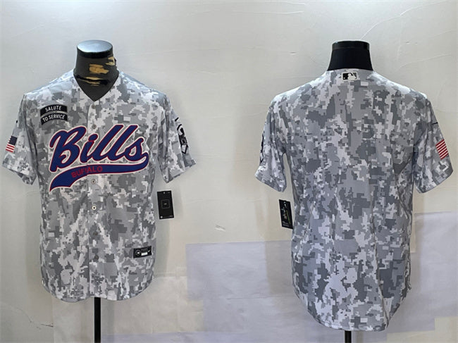 Custom Men’s Buffalo Bills Blank 2024 Arctic Camo Salute To Service Stitched Baseball Jersey