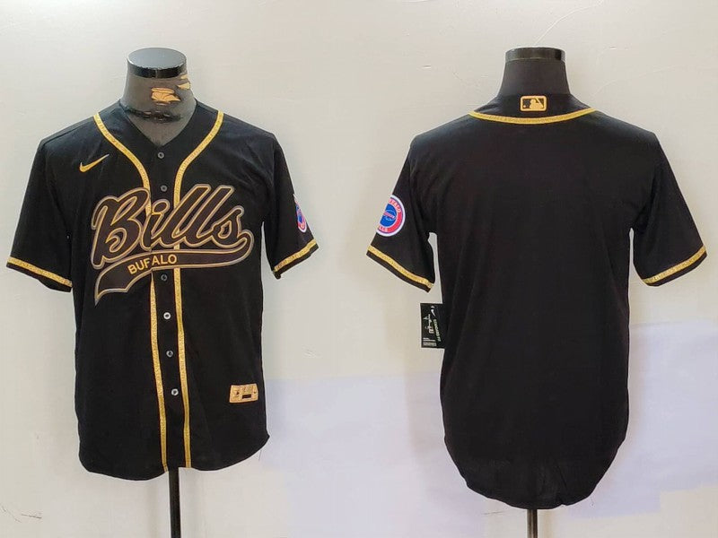Custom Men’s Buffalo Bills Blank Black Team Cool Base Stitched Baseball Jerseys