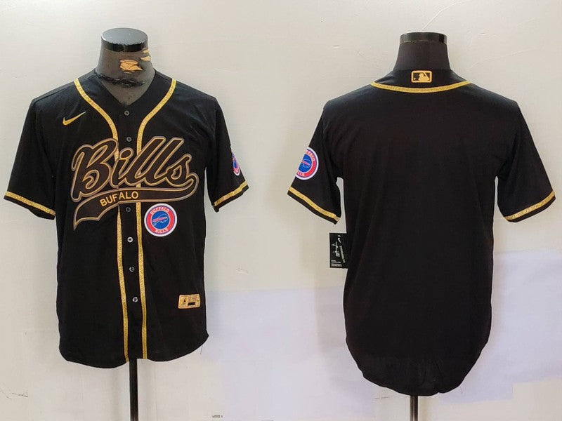 Custom Men’s Buffalo Bills Blank Black Team Cool Base Stitched Baseball Jersey