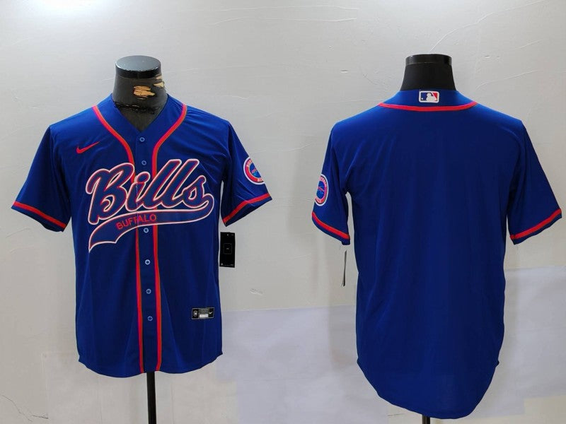 Custom Men’s Buffalo Bills Blank Blue Team Cool Base Stitched Baseball Jerseys