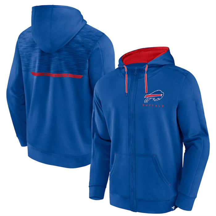 Custom Men’s Buffalo Bills Blue Defender Evo Full-Zip Hoodie