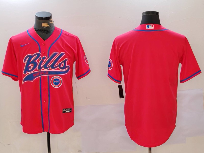 Custom Men’s Buffalo Bills Red Team Blank Cool Base Stitched Baseball Jerseys