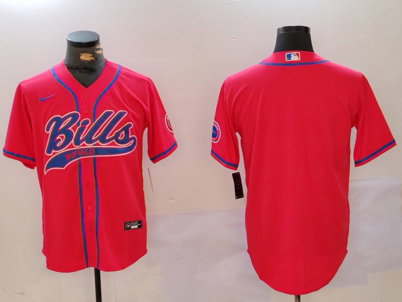 Custom Men’s Buffalo Bills Red Team Blank Cool Base Stitched Baseball Jersey