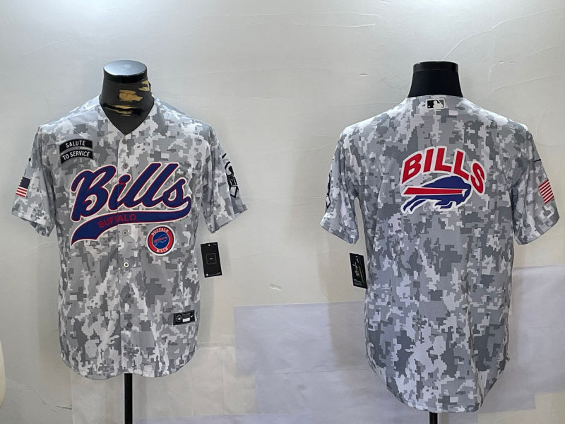 Custom Men’s Buffalo Bills Team Big Logo 2024 Arctic Camo Salute To Service Stitched Baseball Jerseys