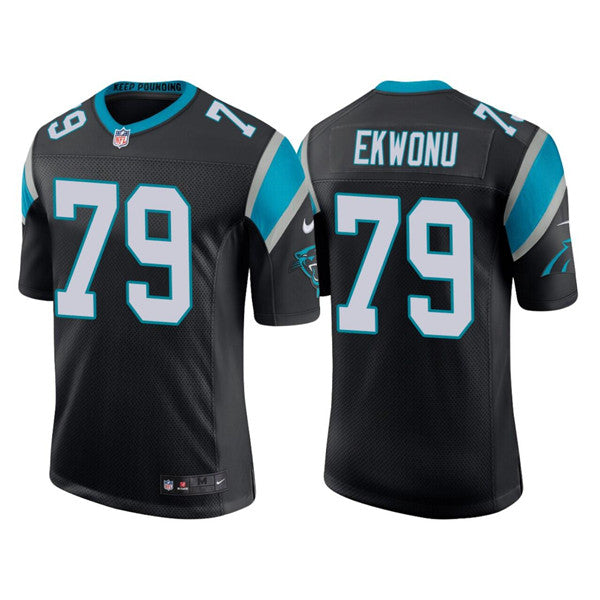 Custom Men’s Carolina Panthers #79 Ikem Ekwonu Black Stitched Jersey