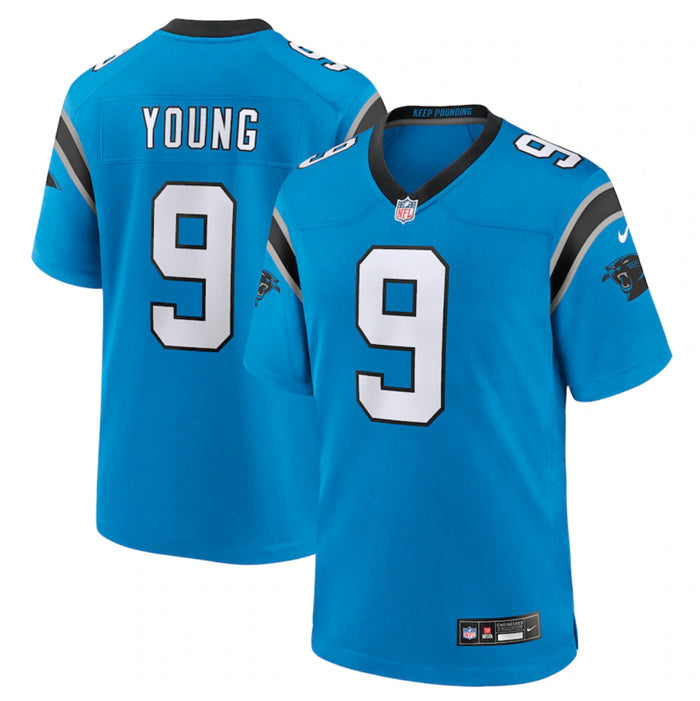 Custom Men’s Carolina Panthers #9 Bryce Young Blue Stitched Game Jersey
