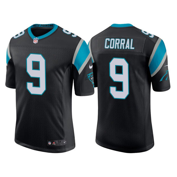 Custom Men’s Carolina Panthers #9 Matt Corral 2022 Black Stitched Jersey