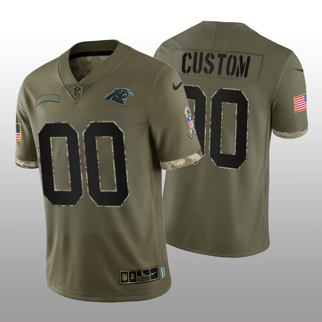 Custom Men’s Carolina Panthers ACTIVE PLAYER Custom Olive 2022 Salute To Service Limited Stitched Jersey