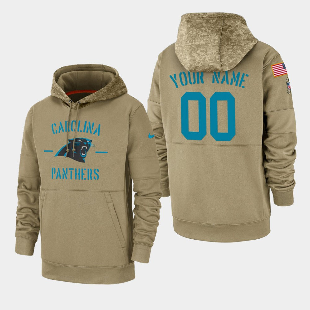 Custom Men’s Carolina Panthers Custom 2019 Salute to Service Sideline Therma Hoodie – Tan