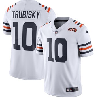 Custom Men’s Chicago Bears #10 Mitchell Trubisky White 2019 100th Season Alternate Classic Limited Jersey