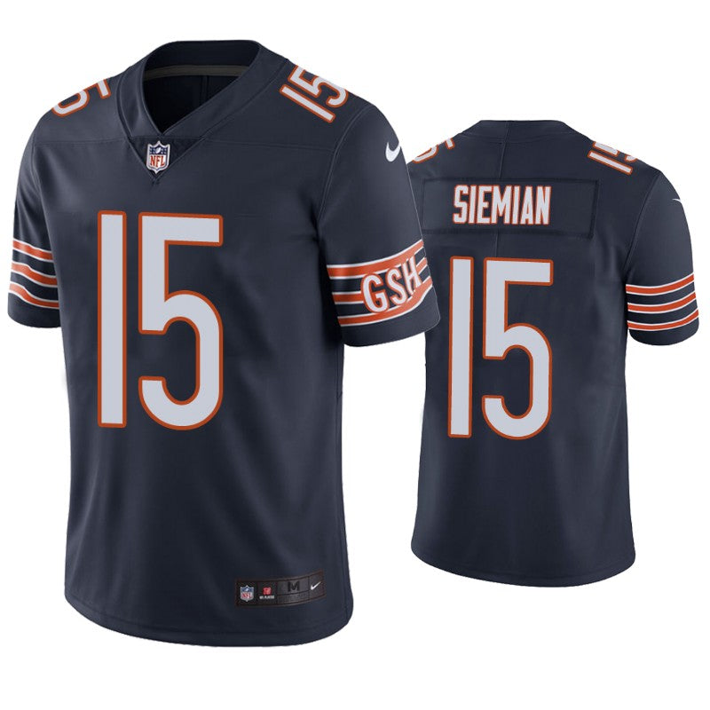 Custom Men’s Chicago Bears #15 Trevor Siemian Navy Vapor Untouchable Limited Stitched Jersey