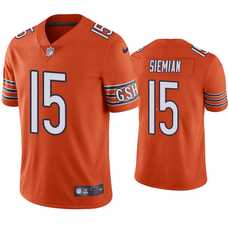 Custom Men’s Chicago Bears #15 Trevor Siemian Orange Vapor Untouchable Limited Stitched Jersey