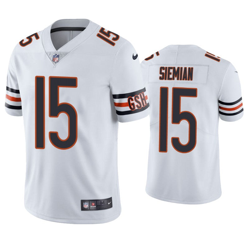 Custom Men’s Chicago Bears #15 Trevor Siemian White Vapor Untouchable Limited Stitched Jersey