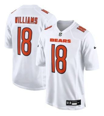 Custom Men’s Chicago Bears #18 Caleb Williams Tundra White Fashion Jersey