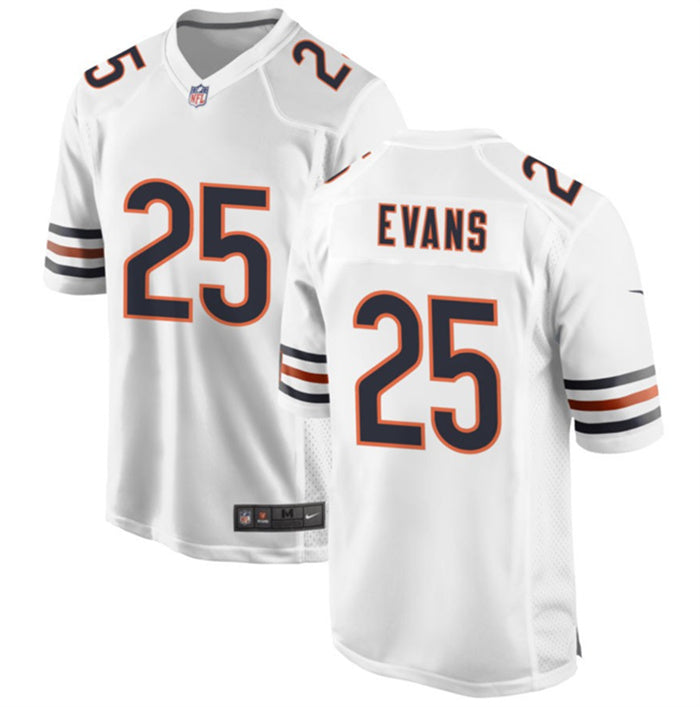 Custom Men’s Chicago Bears #25 Darrynton Evans White Stitched Football Game Jersey
