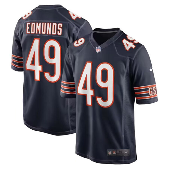 Custom Men’s Chicago Bears #49 Tremaine Edmunds Navy Stitched Game Jersey