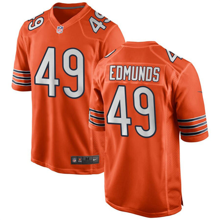 Custom Men’s Chicago Bears #49 Tremaine Edmunds Orange Stitched Game Jersey