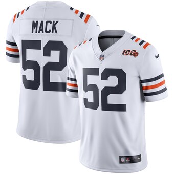 Custom Men’s Chicago Bears #52 Khalil Mack White 2019 100th Season Alternate Classic Limited Jersey