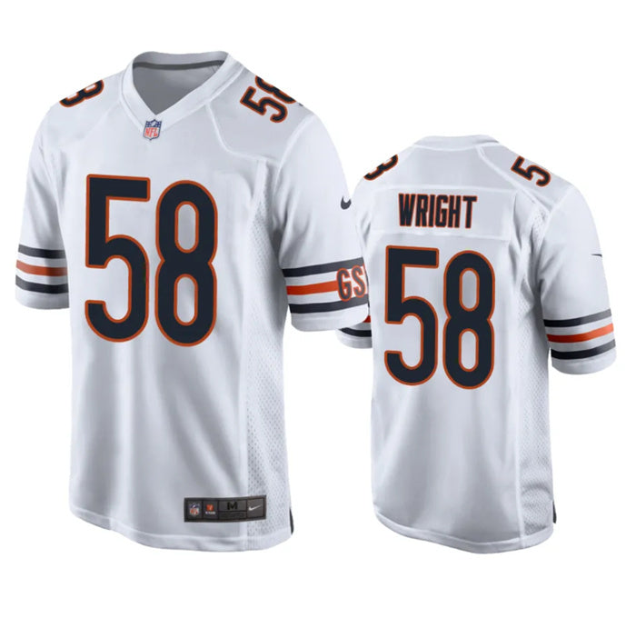 Custom Men’s Chicago Bears #58 Darnell Wright White Stitched Football Game Jersey
