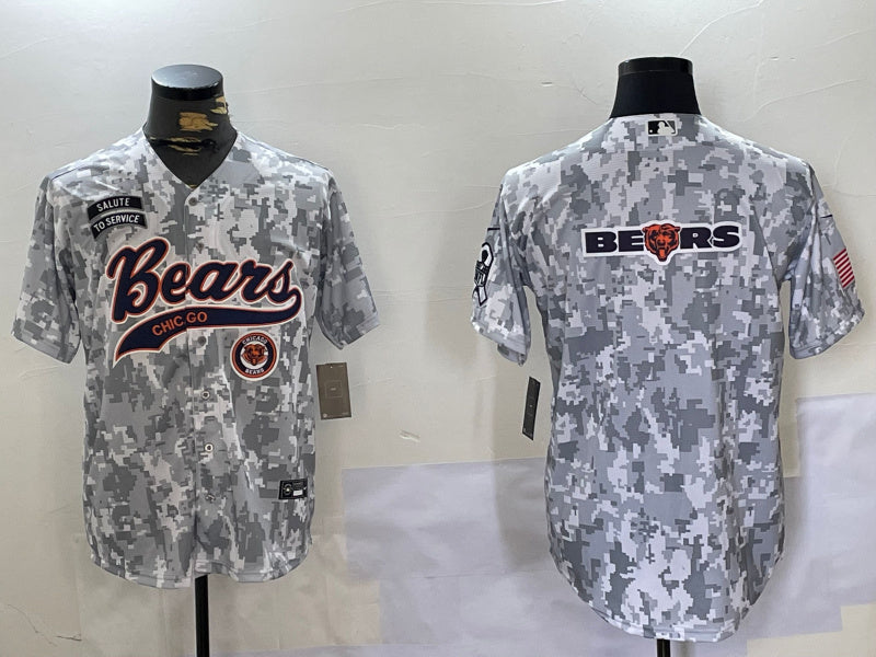 Custom Men’s Chicago Bears Camo With Patch Cool Base Stitched Baseball Jersey