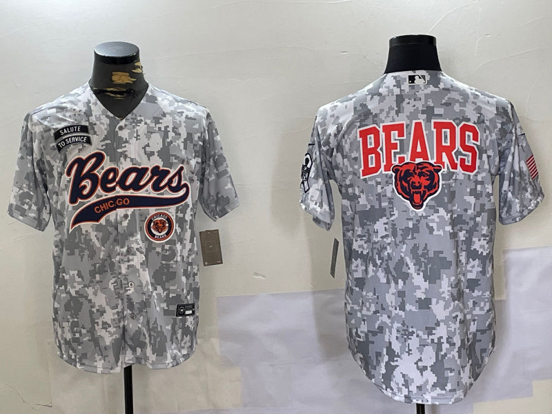 Custom Men’s Chicago Bears Camo With Patch Cool Base Stitched Baseball Jerseys