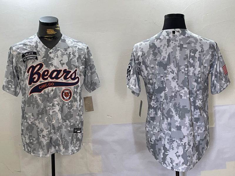 Custom Men’s Chicago Bears Camo With Patch Cool Base Stitched Baseball Jerseys