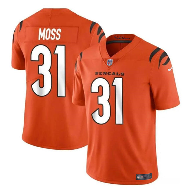 Custom Men’s Cincinnati Bengals #31 Zack Moss Orange Vapor Untouchable Limited Stitched Jersey