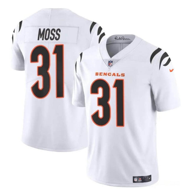 Custom Men’s Cincinnati Bengals #31 Zack Moss White Vapor Untouchable Limited Stitched Jersey