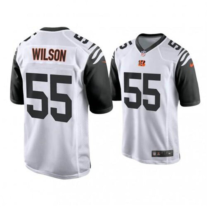 Custom Men’s Cincinnati Bengals #55 Logan Wilson White Color Rush Stitched Game Jersey