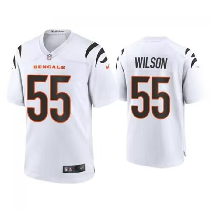 Custom Men’s Cincinnati Bengals #55 Logan Wilson White Stitched Game Jersey