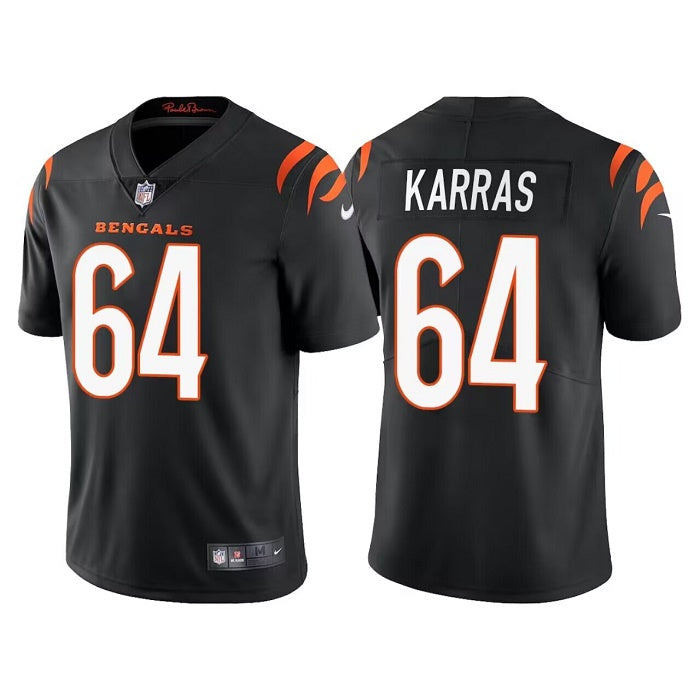 Custom Men’s Cincinnati Bengals #64 Ted Karras Black Vapor Untouchable Limited Stitched Jersey