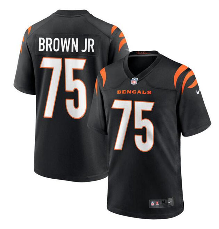 Custom Men’s Cincinnati Bengals #75 Orlando Brown Jr. Black Stitched Game Jersey