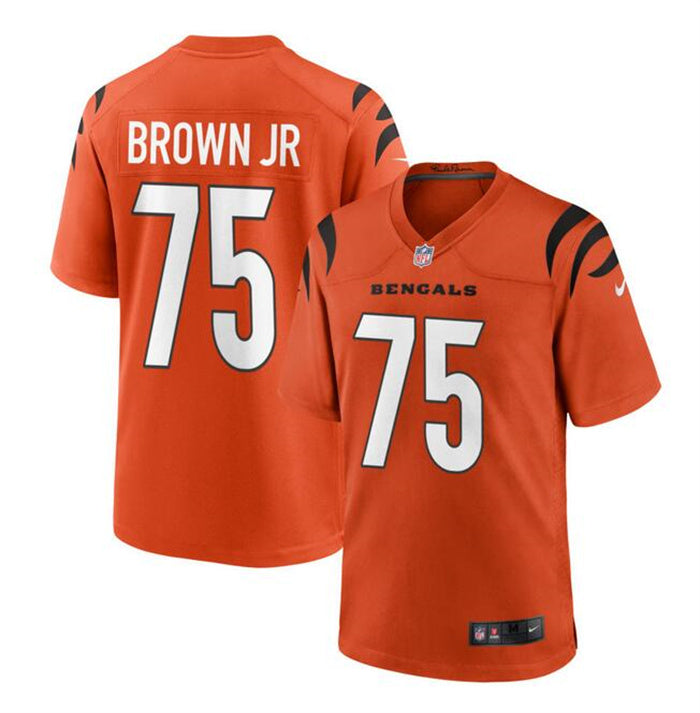 Custom Men’s Cincinnati Bengals #75 Orlando Brown Jr. Orange Stitched Game Jersey