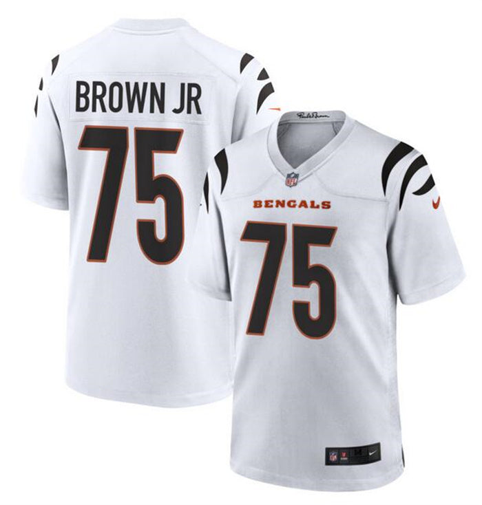 Custom Men’s Cincinnati Bengals #75 Orlando Brown Jr. White Stitched Game Jersey