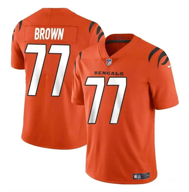 Custom Men’s Cincinnati Bengals #77 Trent Brown Orange Vapor Untouchable Limited Stitched Jersey