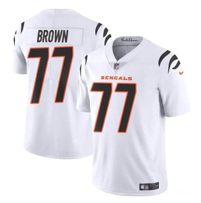 Custom Men’s Cincinnati Bengals #77 Trent Brown White Vapor Untouchable Limited Stitched Jersey