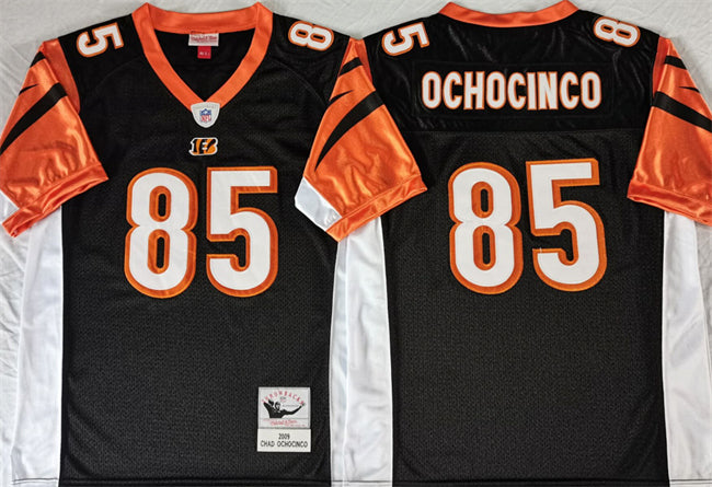 Custom Men’s Cincinnati Bengals #85 Chad Ochocinco Black Throwback Stitched Jersey
