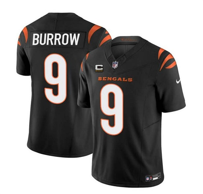 Custom Men’s Cincinnati Bengals #9 Joe Burrow Black 2023 F.U.S.E. With 4-Star C Patch Vapor Untouchable Limited Stitched Jersey