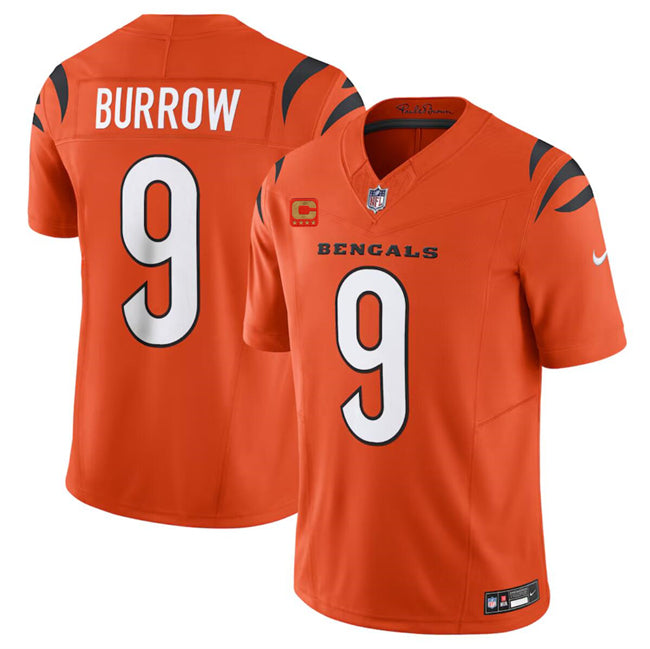 Custom Men’s Cincinnati Bengals #9 Joe Burrow Orange 2024 F.U.S.E With 4-Star C Patch Vapor Untouchable Limited Stitched Jersey
